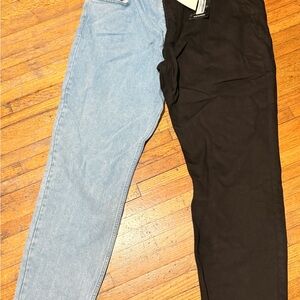 Men's Black and Light Blue Jeans